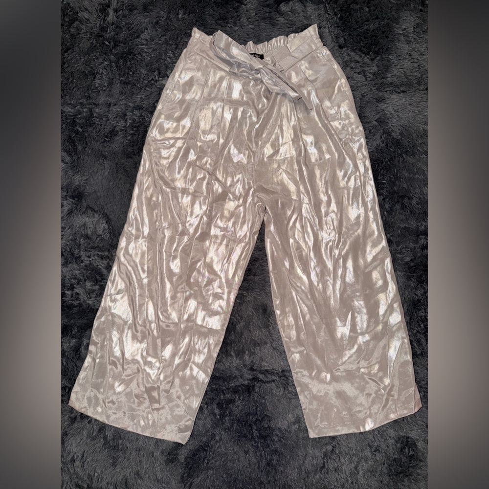 Zara Metallic champagne Pants